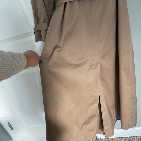 Vintage Brem Rainwear Classic Tan Lined Double Breasted Trench Coat Tie - Picture 10 of 16
